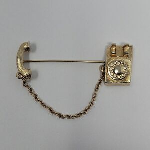Vintage Avon Telephone Chatelaine Stickpin Stick Pin Gold Tone